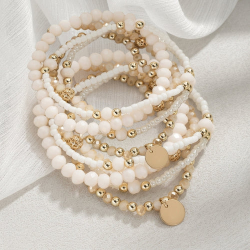 10pc Boho Glass Bead Bracelet Set
