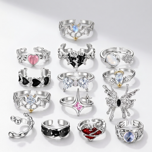 13pc Y2K Adjustable Ring Set