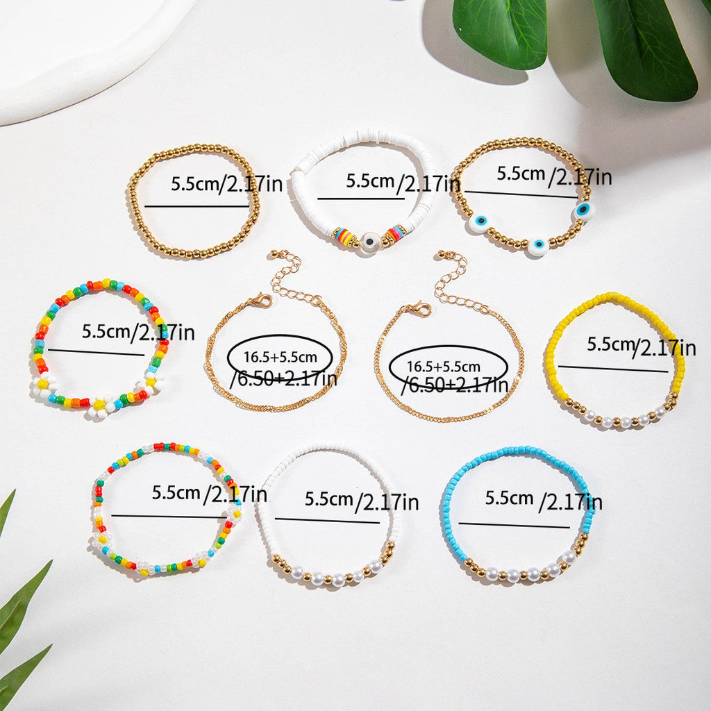 10pc Boho Evil Eye Stacked Bracelet Set