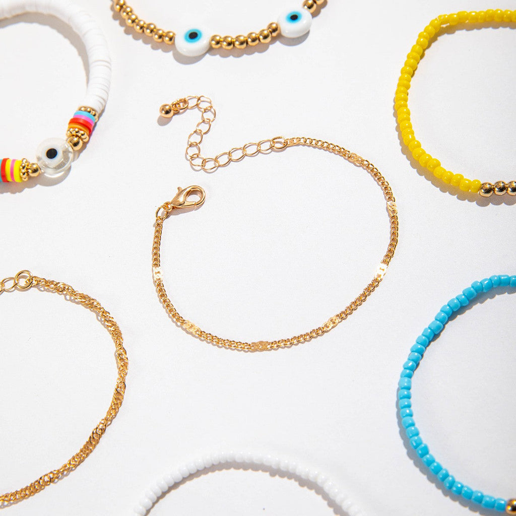 10pc Boho Evil Eye Stacked Bracelet Set